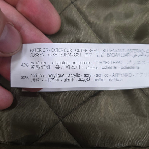 Zara Olive Plaid Quilted Equestrian Riding Jacket with Snap Pockets Size Small - Picture 7 of 11